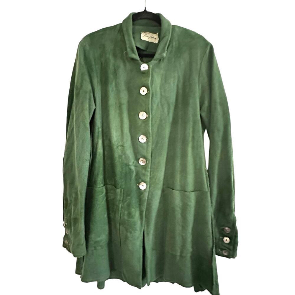 ROBIN KAPLAN Green Lagenlook Fairycore Whimsigoth Coat Jacket Shell Buttons